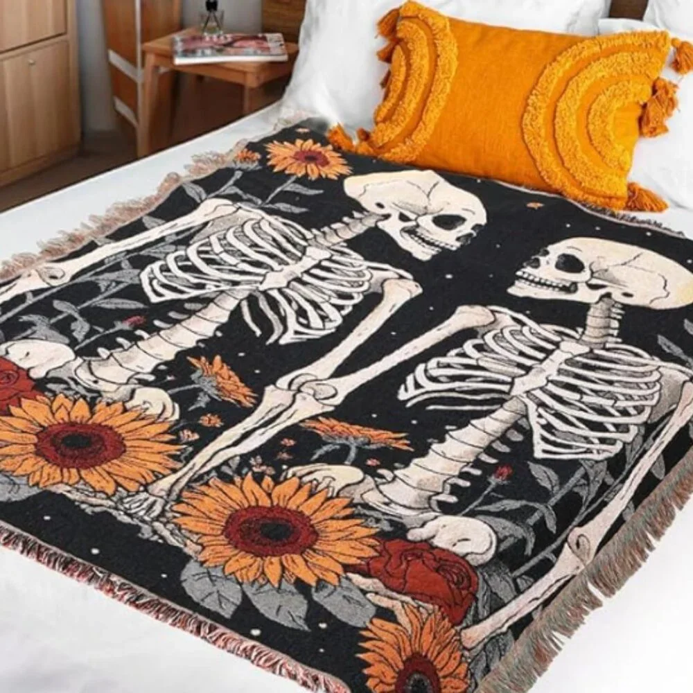 Vintage Skeleton in Love Halloween Blanket Sofa Throw